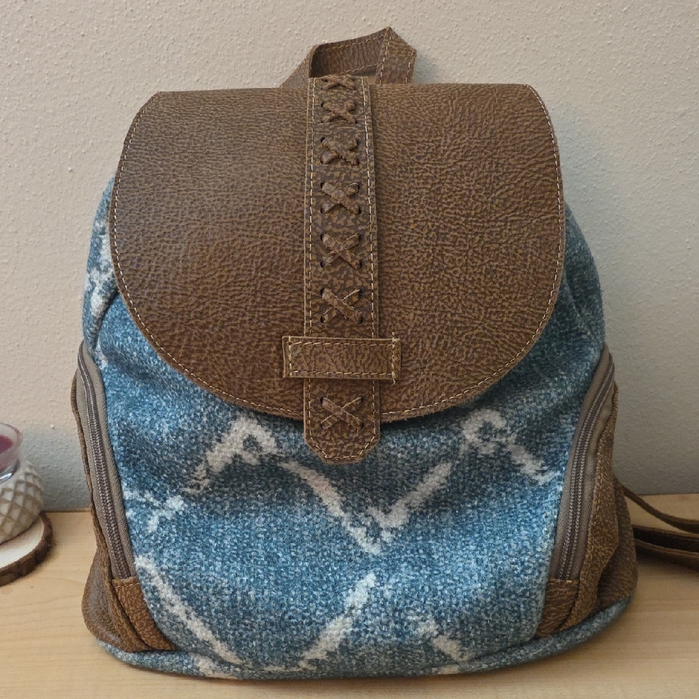 Myra Bag Rustic Brown and Blue Backpack